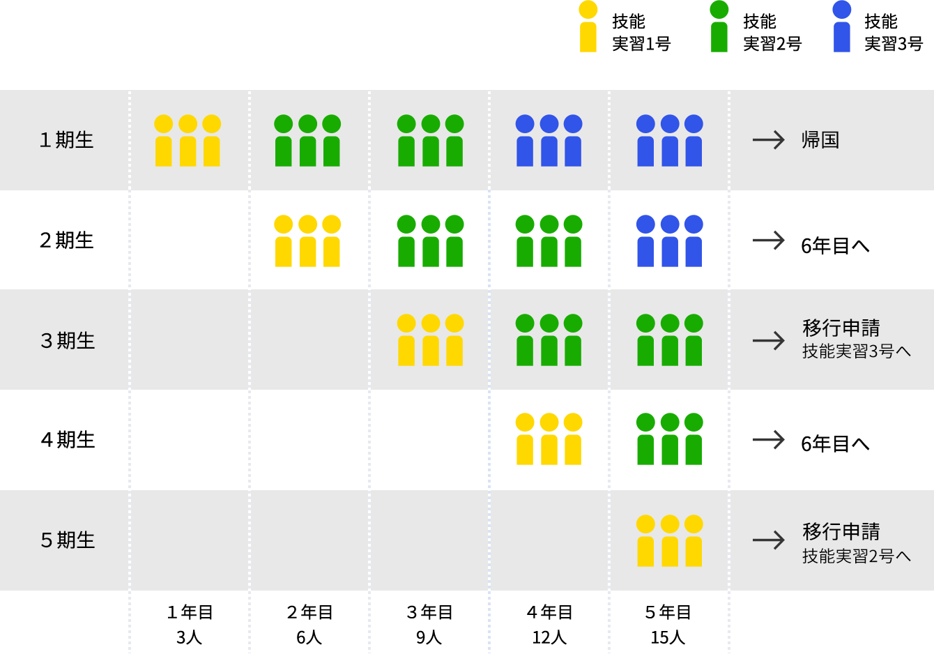 技能実習生の人数